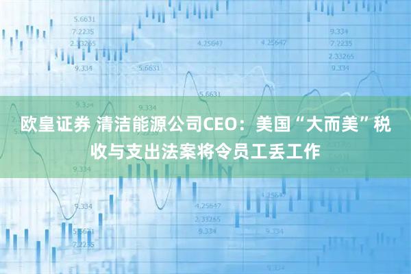 欧皇证券 清洁能源公司CEO：美国“大而美”税收与支出法案将令员工丢工作