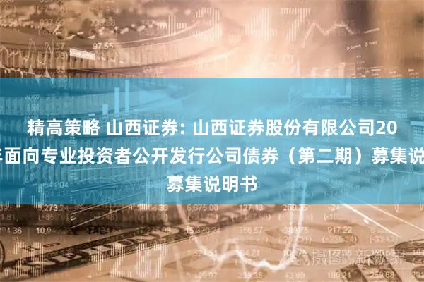 精高策略 山西证券: 山西证券股份有限公司2025年面向专业投资者公开发行公司债券（第二期）募集说明书